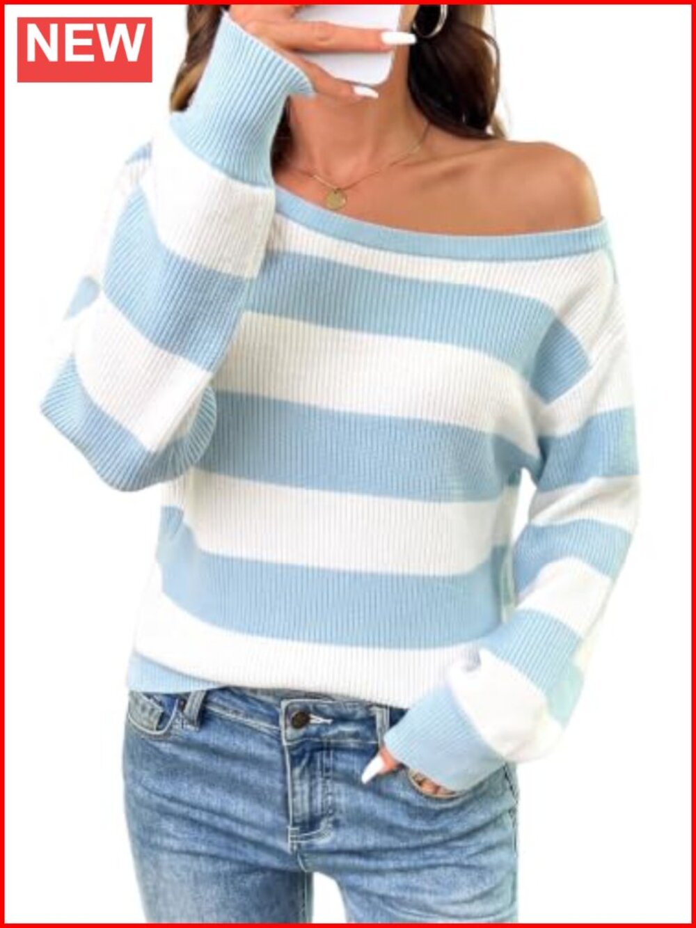 Off Shoulder Oversized Rib Knit Pullover Sweater Long Sleeve